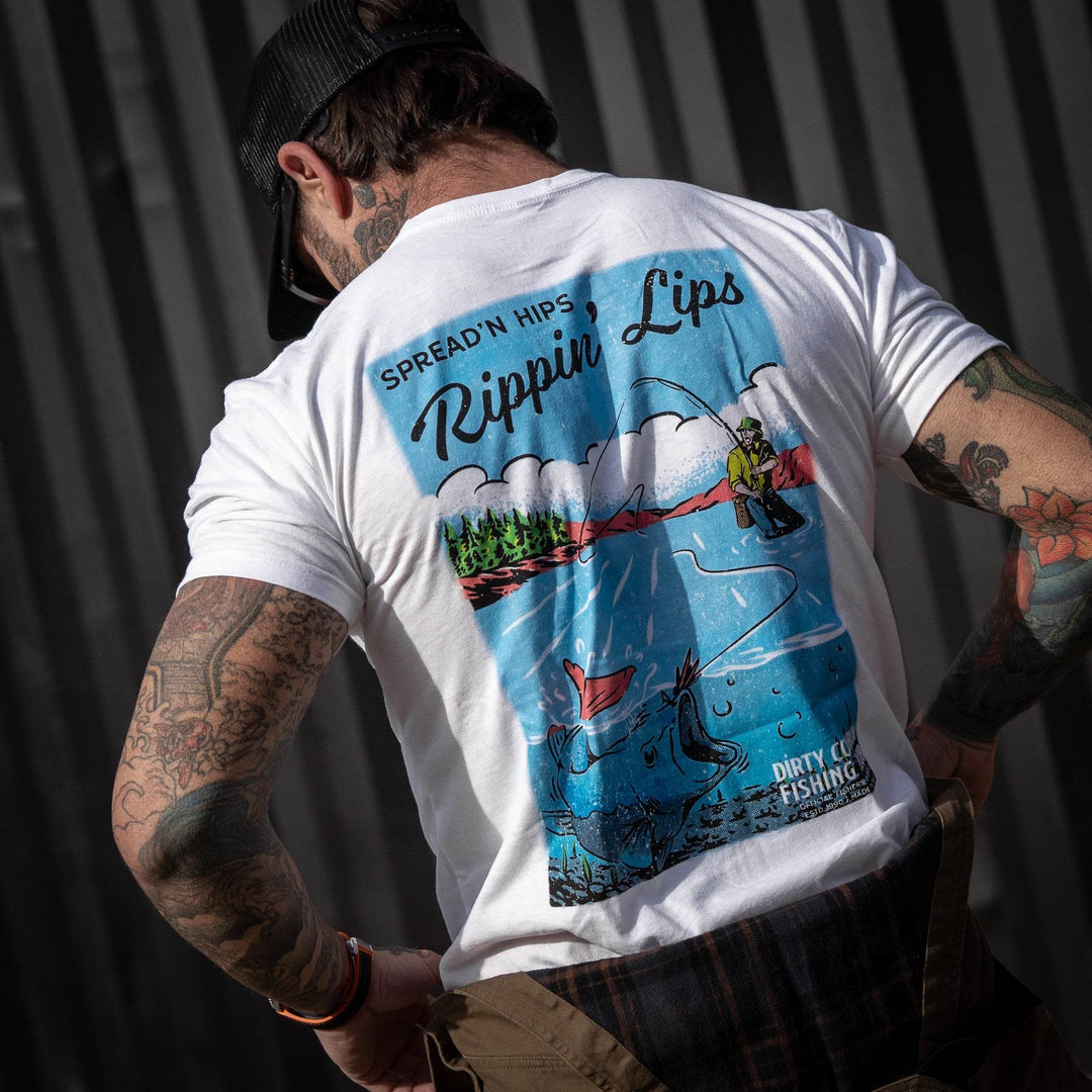 Spread'n Hips, Rippin' Lips Fishing Club Men's T-Shirt - One Revolver Surfboards