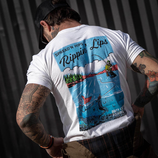 Spread'n Hips, Rippin' Lips Fishing Club Men's T-Shirt - One Revolver Surfboards