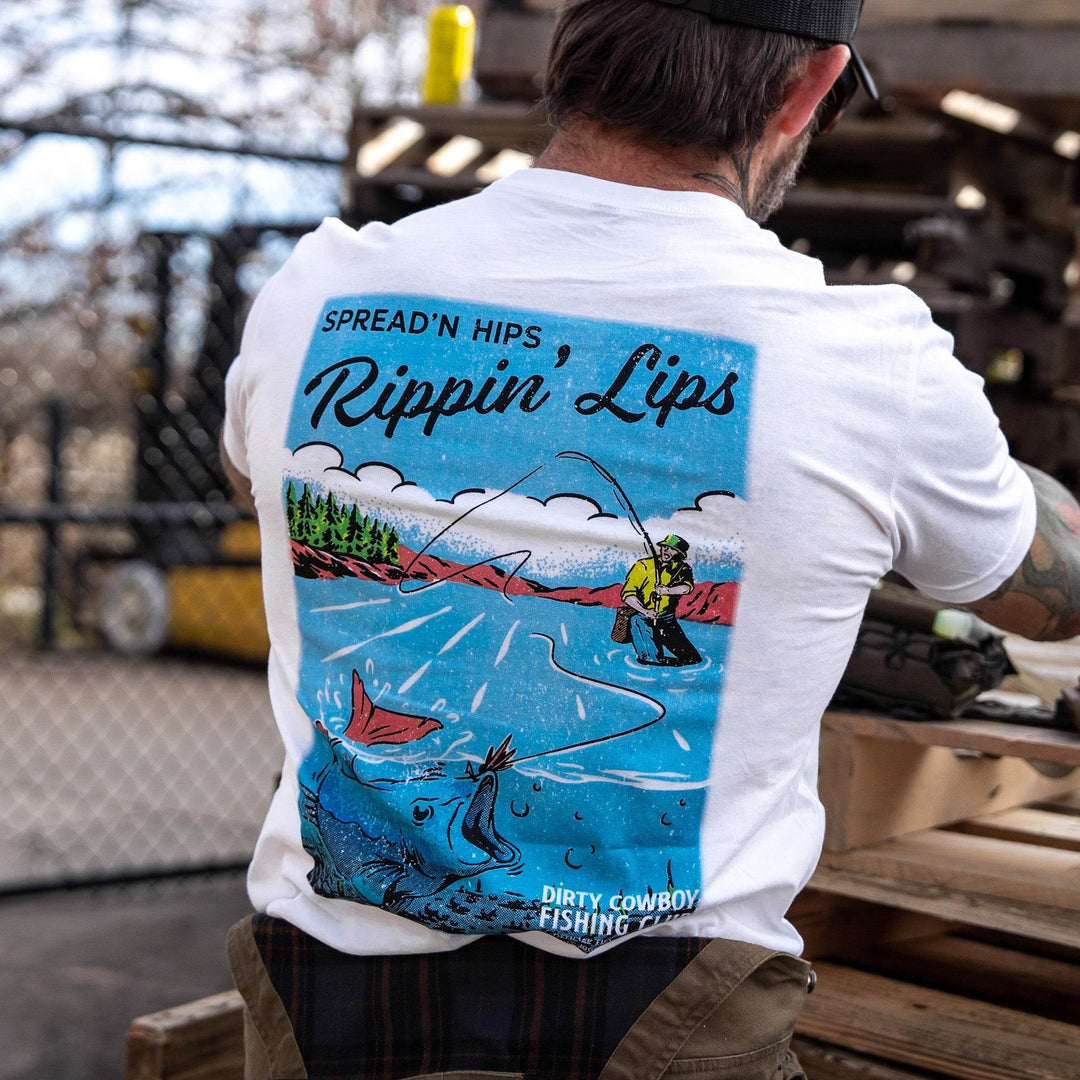 Spread'n Hips, Rippin' Lips Fishing Club Men's T-Shirt - One Revolver Surfboards
