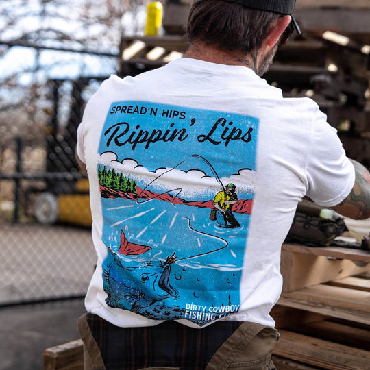 Spread'n Hips, Rippin' Lips Fishing Club Men's T-Shirt - One Revolver Surfboards