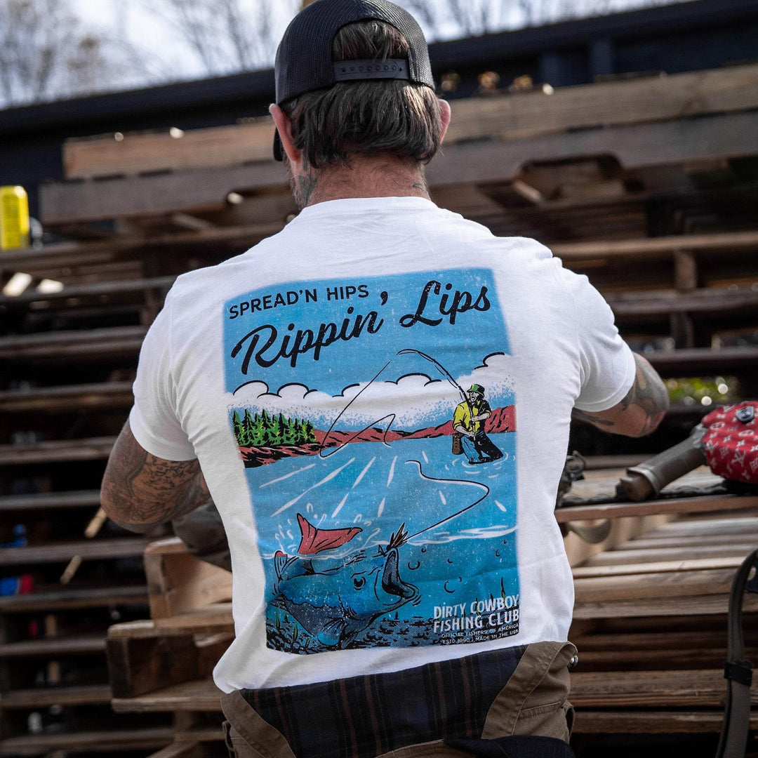 Spread'n Hips, Rippin' Lips Fishing Club Men's T-Shirt - One Revolver Surfboards