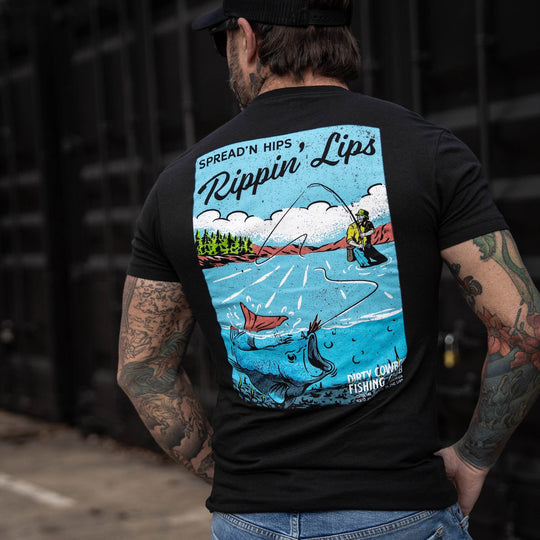 Spread'n Hips, Rippin' Lips Fishing Club Men's T-Shirt - One Revolver Surfboards