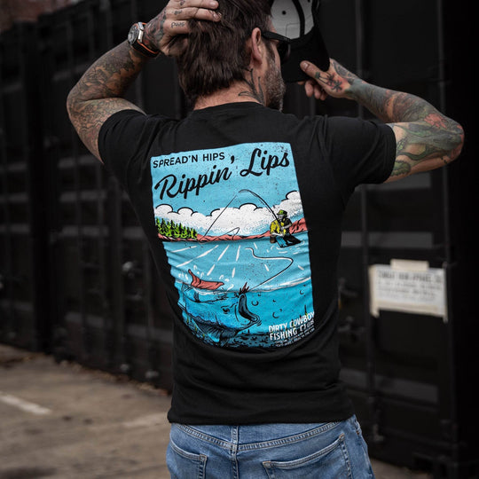 Spread'n Hips, Rippin' Lips Fishing Club Men's T-Shirt - One Revolver Surfboards