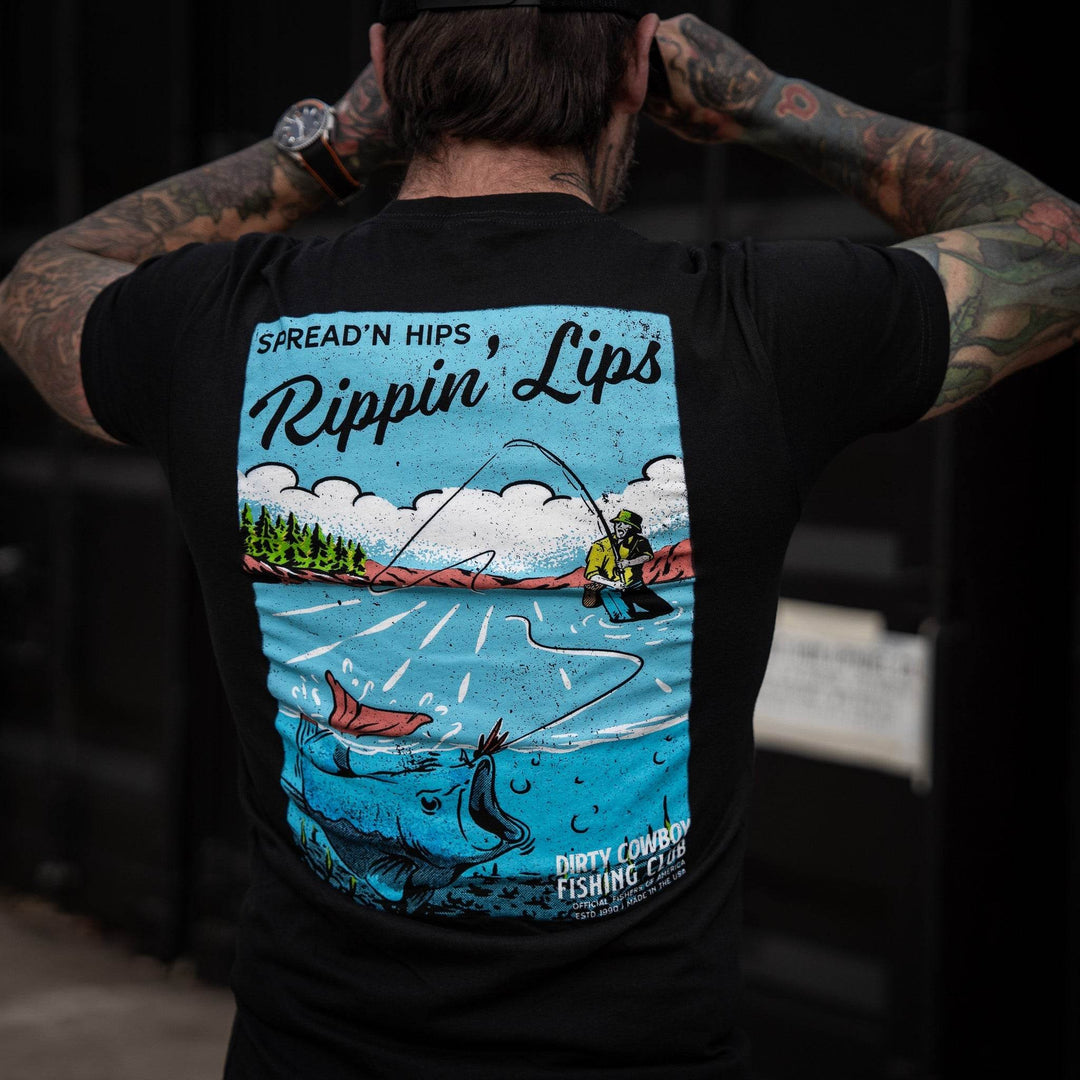 Spread'n Hips, Rippin' Lips Fishing Club Men's T-Shirt - One Revolver Surfboards