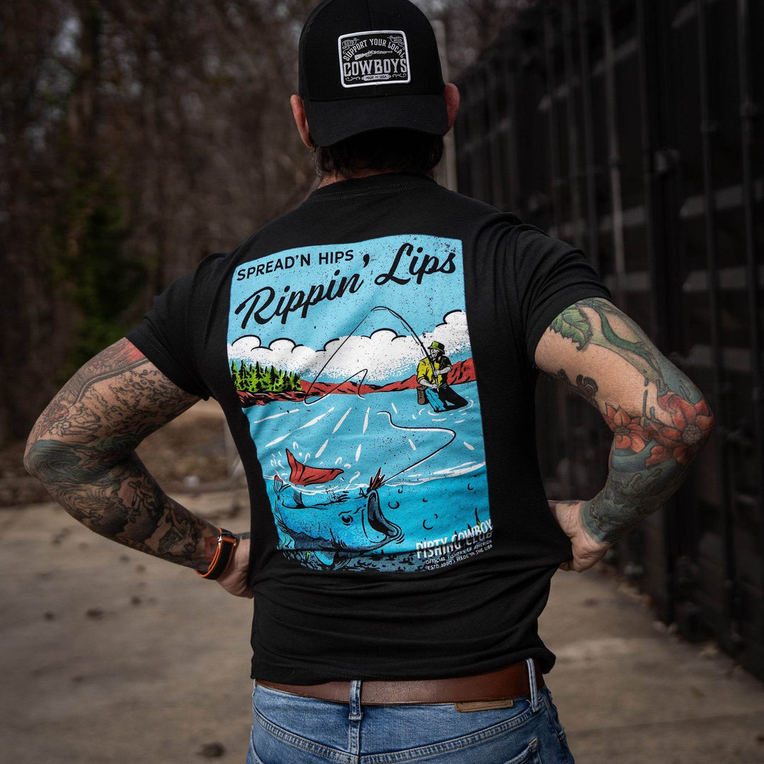 Spread'n Hips, Rippin' Lips Fishing Club Men's T-Shirt - One Revolver Surfboards