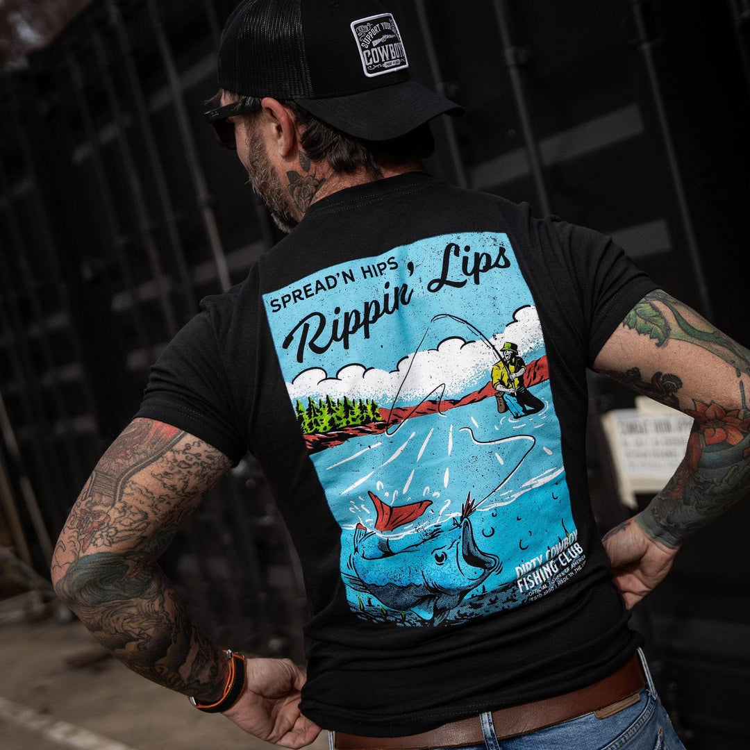 Spread'n Hips, Rippin' Lips Fishing Club Men's T-Shirt - One Revolver Surfboards