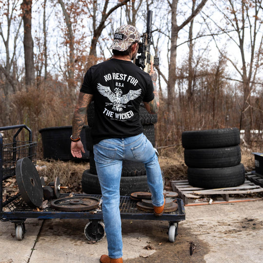 No Rest For The Wicked Men's T-Shirt - One Revolver Surfboards