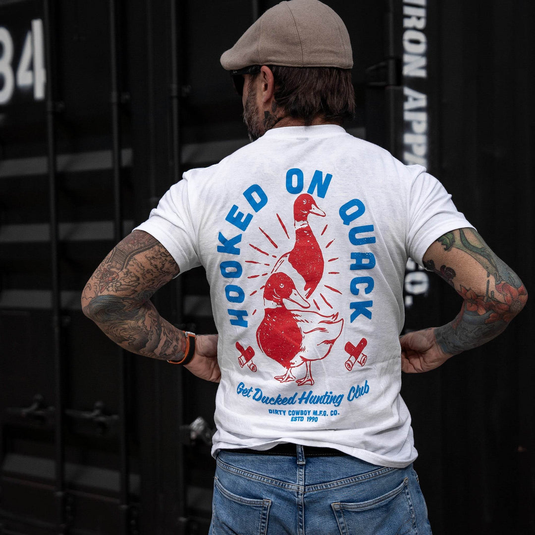 Hooked On Quack Hunter ' Get Ducked' Men's T-Shirt - One Revolver Surfboards