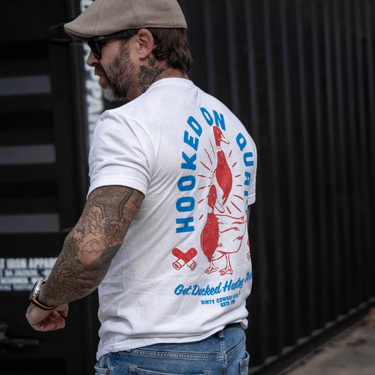 Hooked On Quack Hunter ' Get Ducked' Men's T-Shirt - One Revolver Surfboards