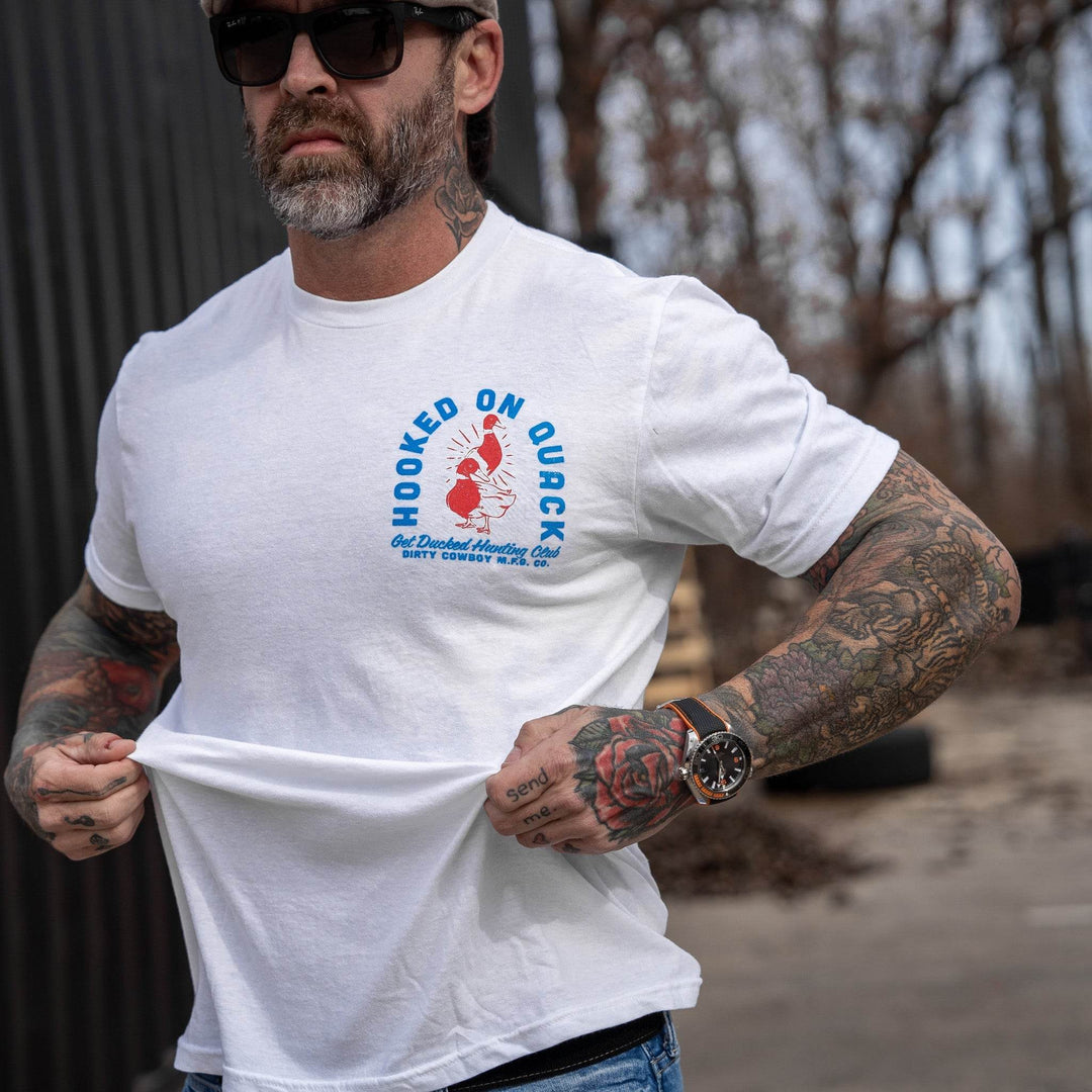 Hooked On Quack Hunter ' Get Ducked' Men's T-Shirt - One Revolver Surfboards