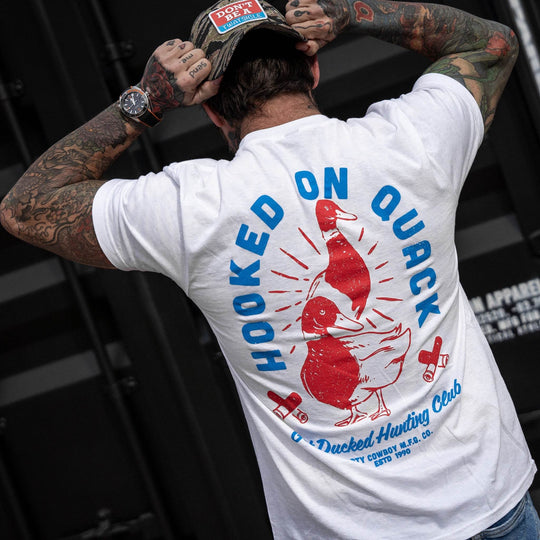 Hooked On Quack Hunter ' Get Ducked' Men's T-Shirt - One Revolver Surfboards