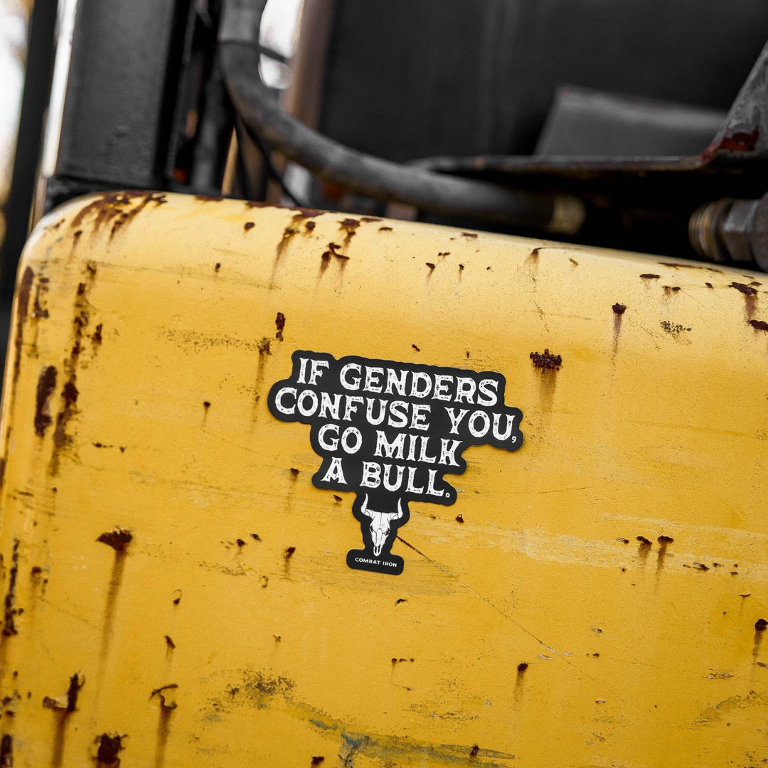 If Genders Confuse You, Go Milk a Bull. Decal Sticker - One Revolver Surfboards
