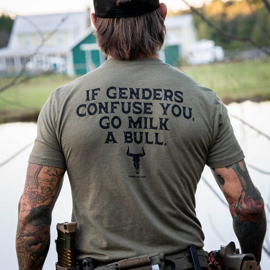 If Genders Confuse You, Go Milk a Bull Men's T-Shirt - One Revolver Surfboards