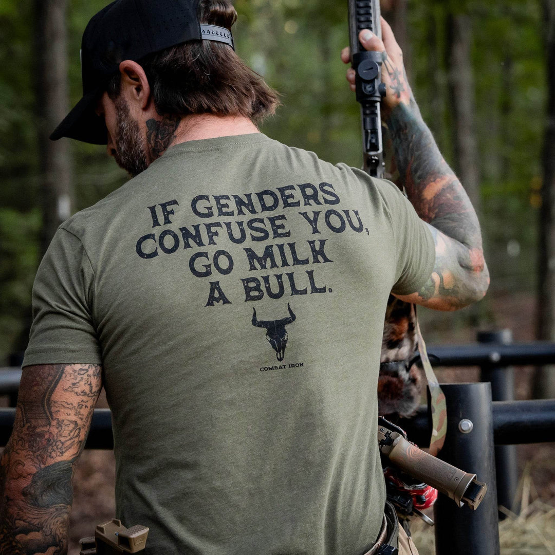 If Genders Confuse You, Go Milk a Bull Men's T-Shirt - One Revolver Surfboards