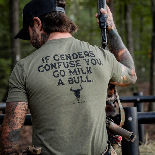 If Genders Confuse You, Go Milk a Bull Men's T-Shirt - One Revolver Surfboards