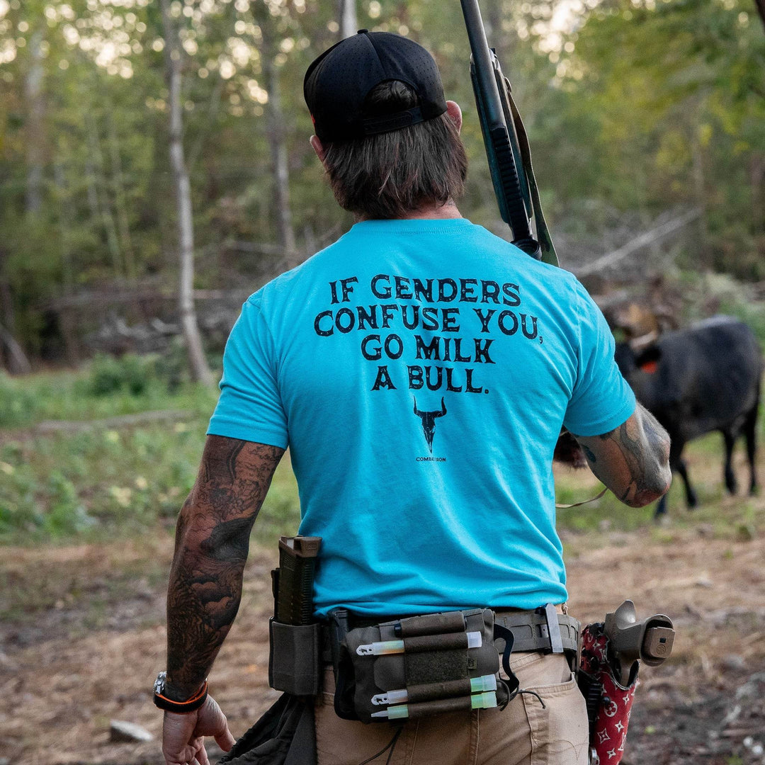 If Genders Confuse You, Go Milk a Bull Men's T-Shirt - One Revolver Surfboards