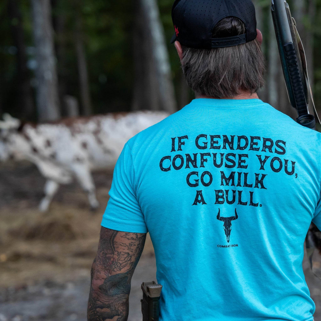 If Genders Confuse You, Go Milk a Bull Men's T-Shirt - One Revolver Surfboards