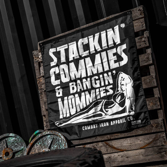 Stackin' Commies & Bangin' Mommies 3'x3' Flag - FLAG | BANNER - One Revolver Surfboards