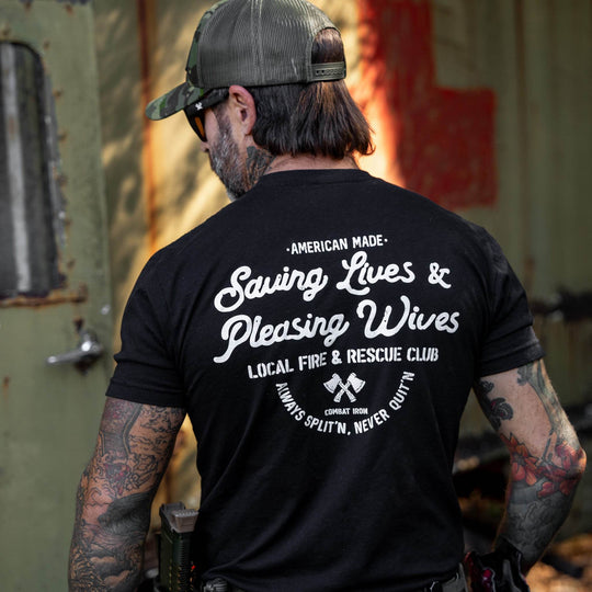Saving Lives & Pleasing Wives Fire & Rescue Club Men's T-Shirt - One Revolver Surfboards