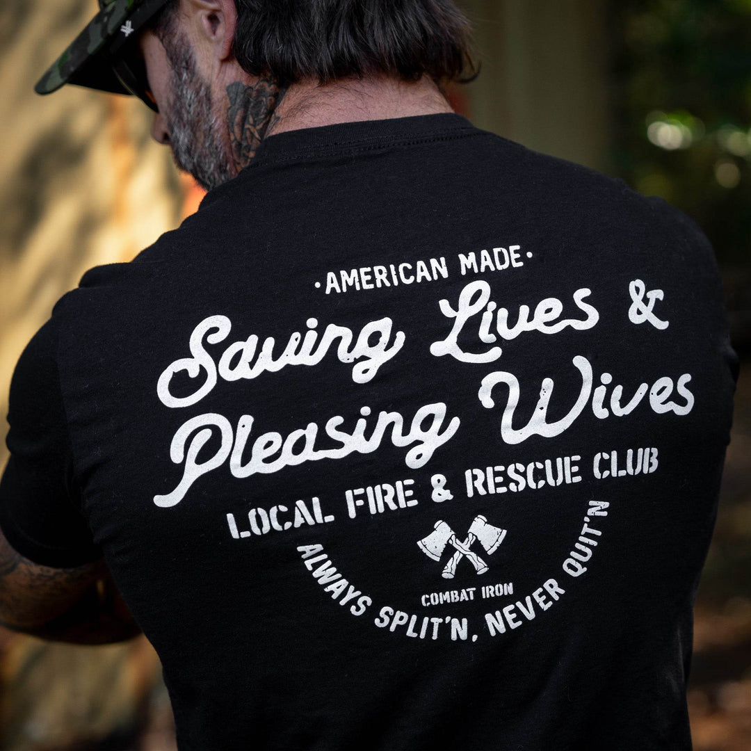 Saving Lives & Pleasing Wives Fire & Rescue Club Men's T-Shirt - One Revolver Surfboards