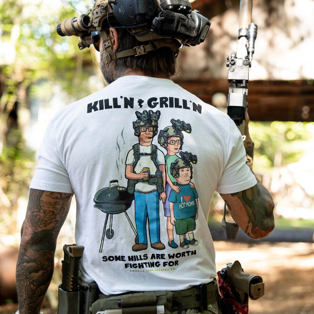 Kill'n & Grill'n | Some Hills Are Worth Fighting For Men's T-Shirt - One Revolver Surfboards