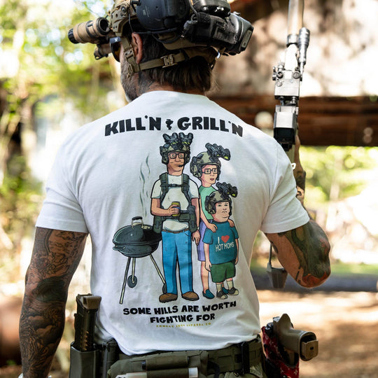 Kill'n & Grill'n | Some Hills Are Worth Fighting For Men's T-Shirt - One Revolver Surfboards