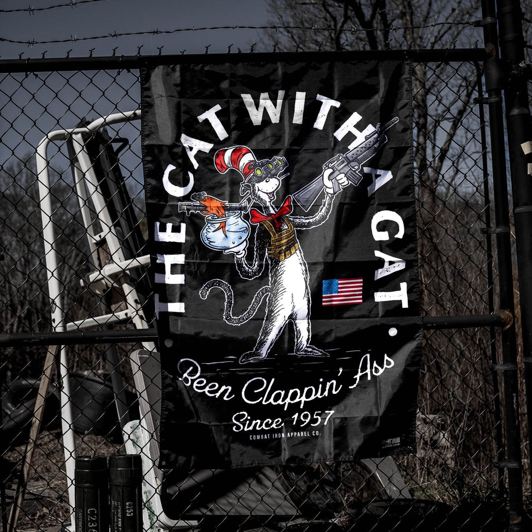 Cat With A Gat 3'x5' Flag - One Revolver Surfboards