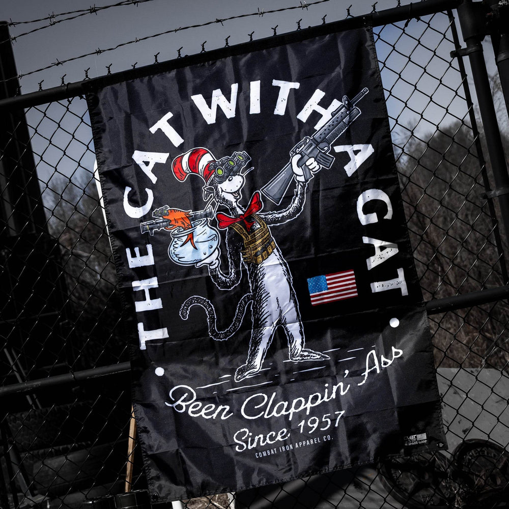 Cat With A Gat 3'x5' Flag - FLAG | BANNER - One Revolver Surfboards