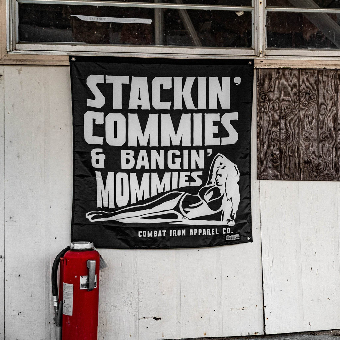 Stackin' Commies & Bangin' Mommies 3'x3' Flag - FLAG | BANNER - One Revolver Surfboards