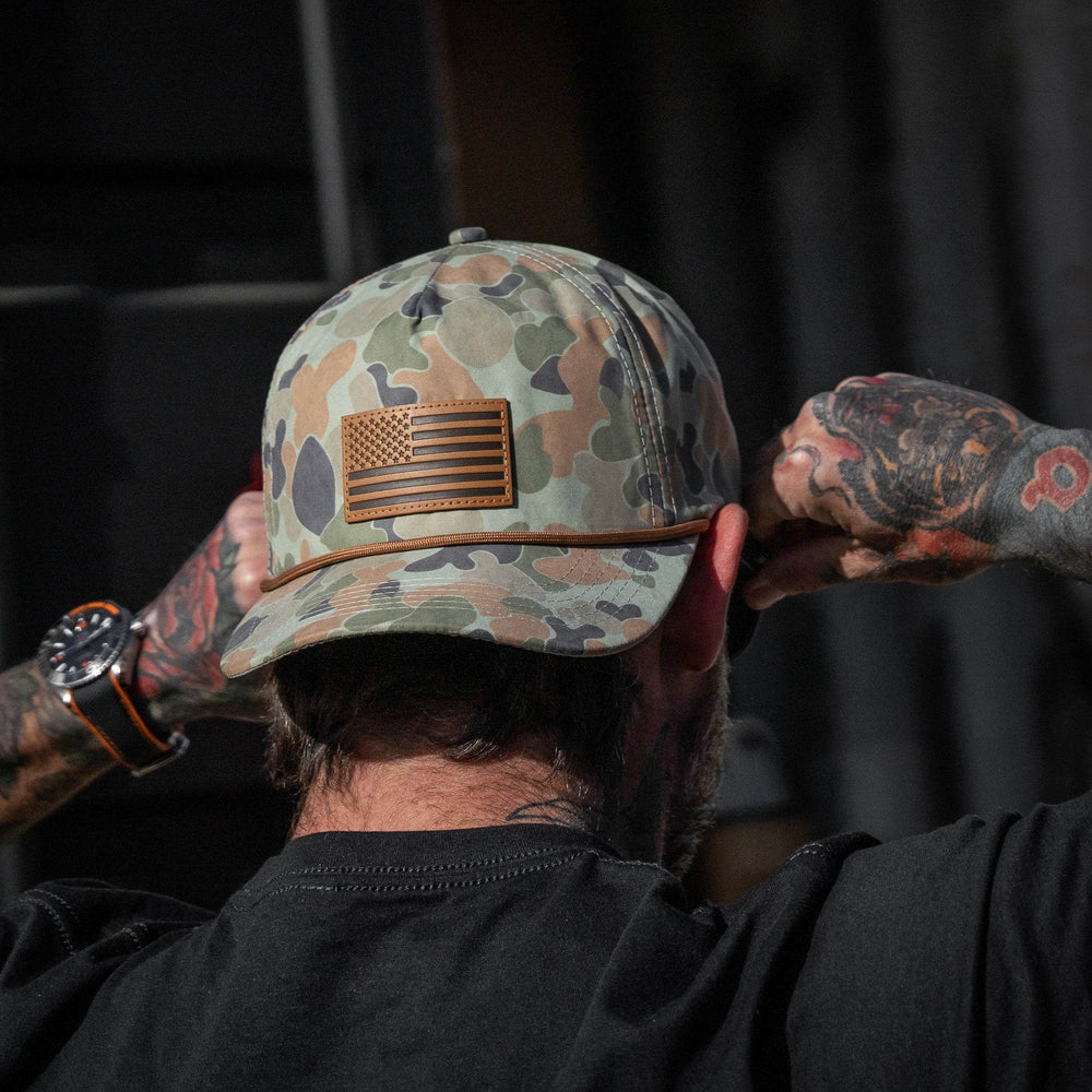 American Flag Leather Patch Crushable Rope Snapback Hat - One Revolver Surfboards