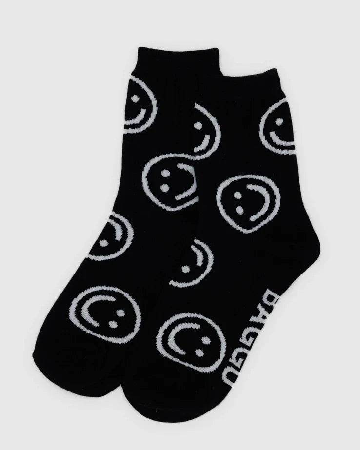 Baggu Crew Sock - Black Happy - One Revolver Surfboards