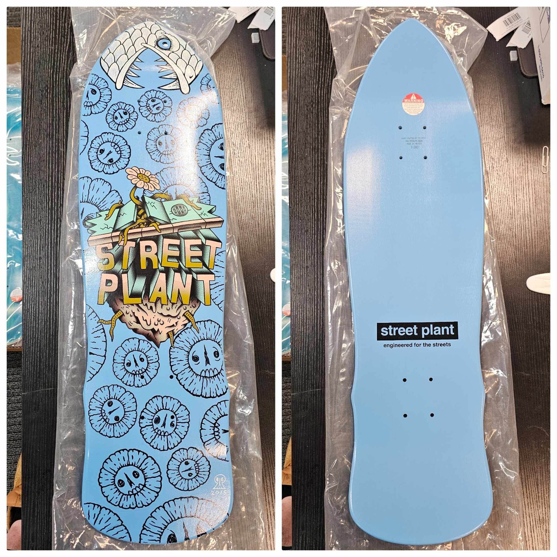 STREET PLANT VALLELY STREET AXE HAND PAINTED BY CRAB SCRAMBLY SKATEBOARD DECK - One Revolver Surfboards