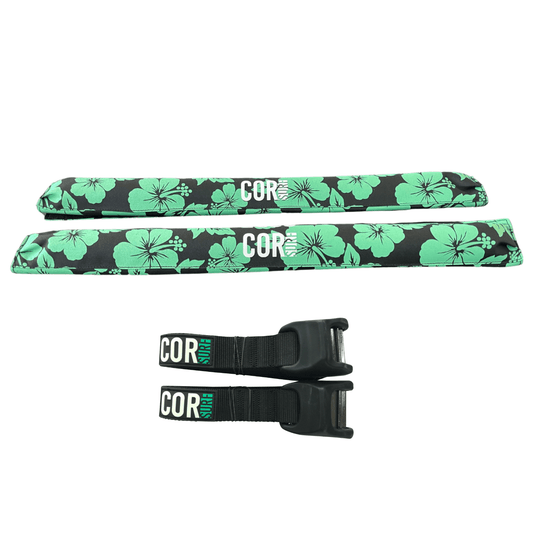 Aero Roof Rack Pad with 10' Scratch-Resistant Tie Downs(Wide Aero Bars) - One Revolver Surfboards