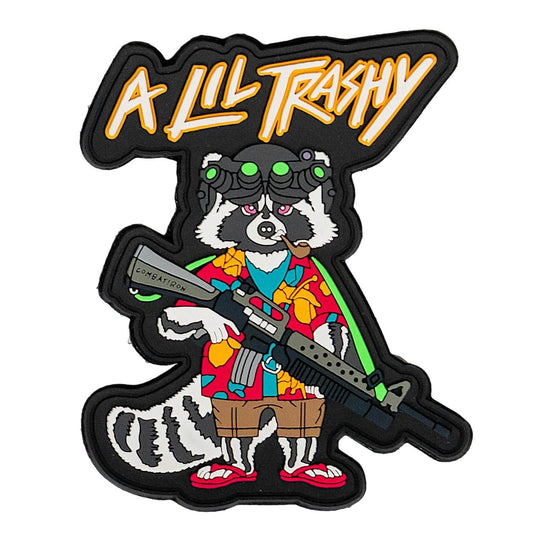 A Lil Trashy Tactical Racoon PVC Patch - PVC VELCRO PATCH - One Revolver Surfboards