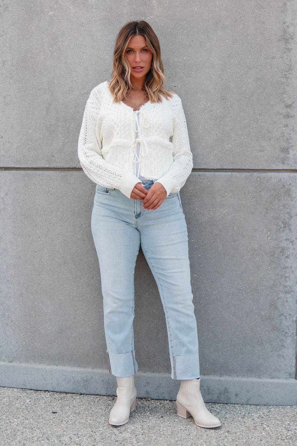 Alina Cream Crochet Tie Front Sweater Cardigan - FINAL SALE - One Revolver Surfboards