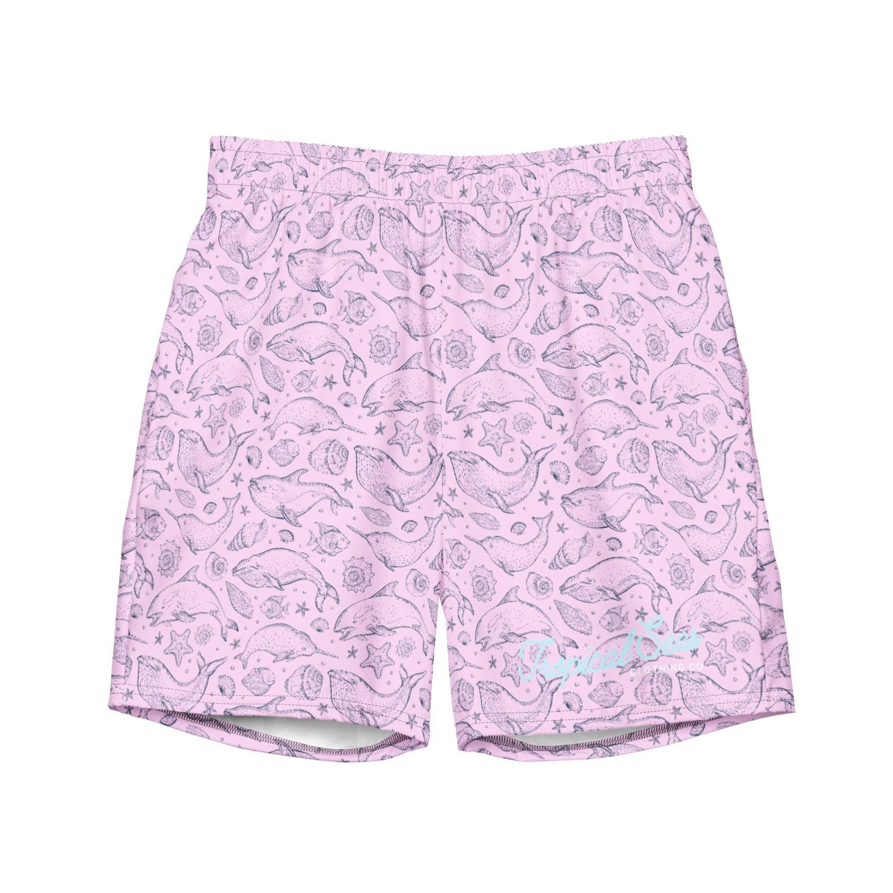 Men's Eco Pink Whale Pod Swim Trunks - One Revolver Surfboards