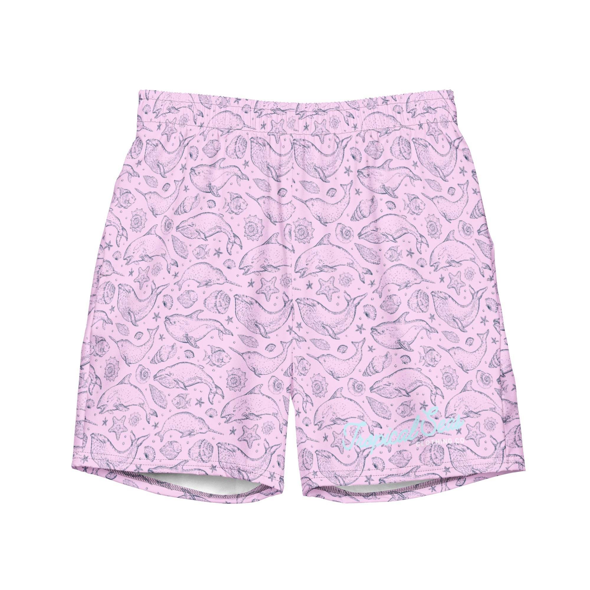 Men's Eco Pink Whale Pod Swim Trunks - One Revolver Surfboards