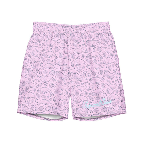 Men's Eco Pink Whale Pod Swim Trunks - One Revolver Surfboards