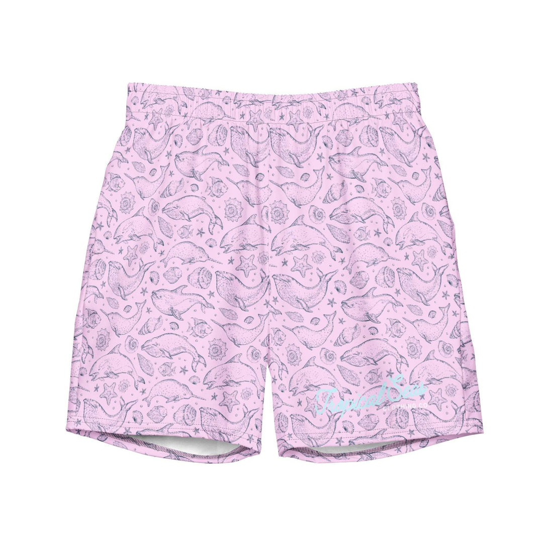 Men's Eco Pink Whale Pod Swim Trunks - Swimwear - One Revolver Surfboards