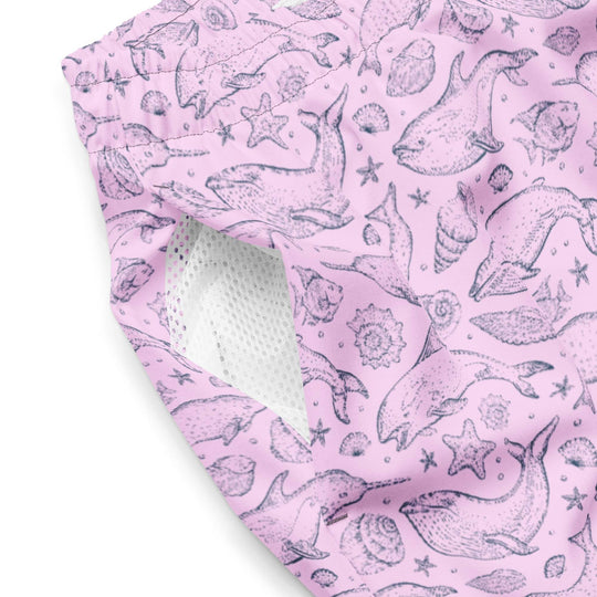 Men's Eco Pink Whale Pod Swim Trunks - One Revolver Surfboards