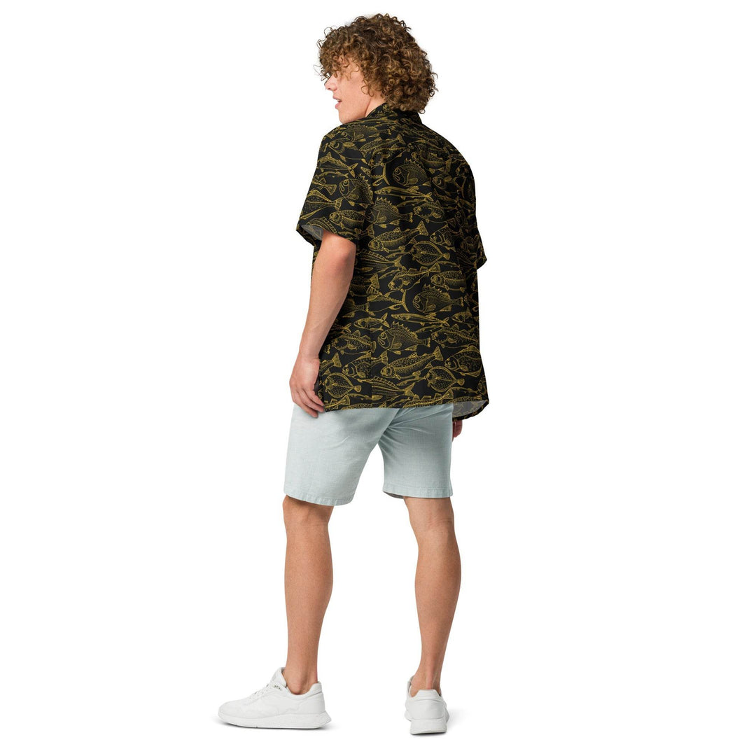 Sea of Gold Riches Button Down Hawaiian Shirt - Casual Beach Shirts - One Revolver Surfboards