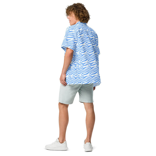 Ocean Blue Button Down Hawaiian Shirt - One Revolver Surfboards