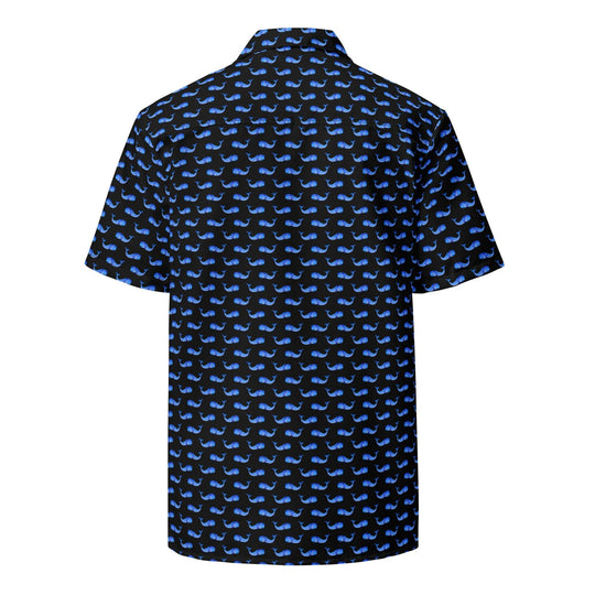 Midnight Whale Party Button Down Hawaiian Shirt - One Revolver Surfboards