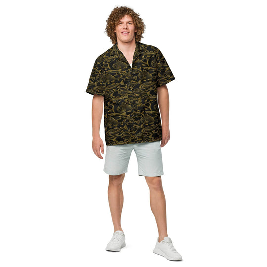 Sea of Gold Riches Button Down Hawaiian Shirt - Casual Beach Shirts - One Revolver Surfboards