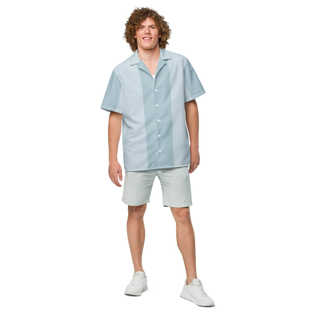 Mako Blue & Gray Button Down Camp Shirt - One Revolver Surfboards