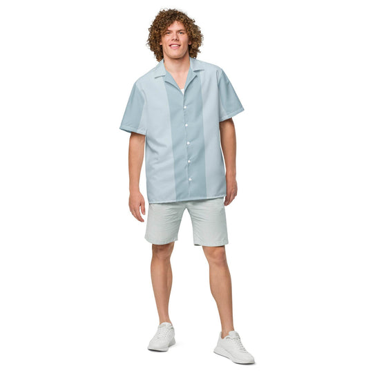 Mako Blue & Gray Button Down Camp Shirt - One Revolver Surfboards