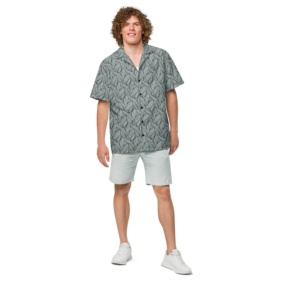 Grey Palm Button Down Hawaiian Shirt - One Revolver Surfboards