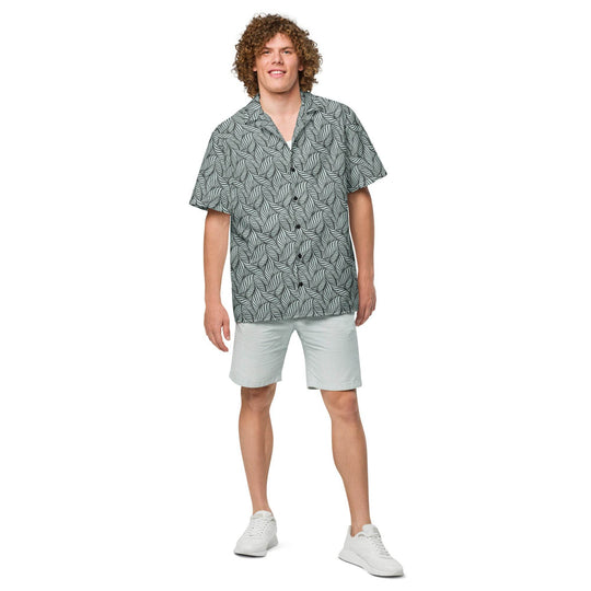 Grey Palm Button Down Hawaiian Shirt - One Revolver Surfboards