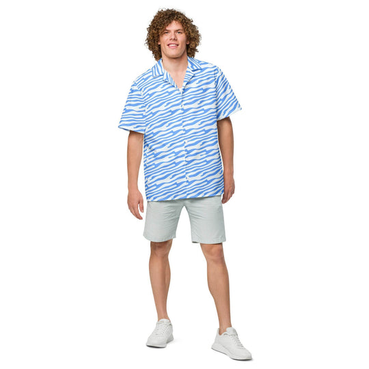 Ocean Blue Button Down Hawaiian Shirt - One Revolver Surfboards