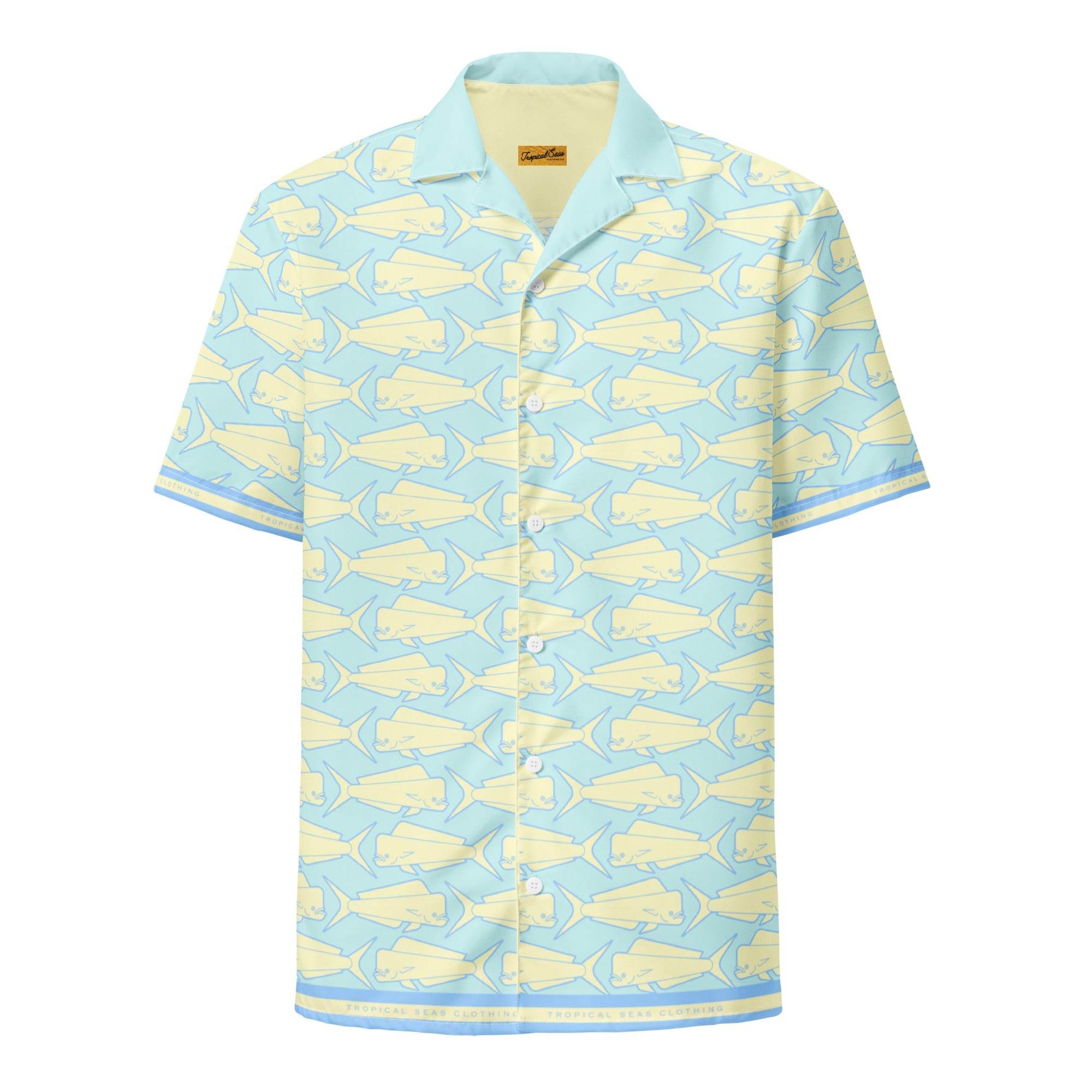 Mahi Mahi Madness Shirt – Performance Button Down Hawaiian Shirt for Men - One Revolver Surfboards
